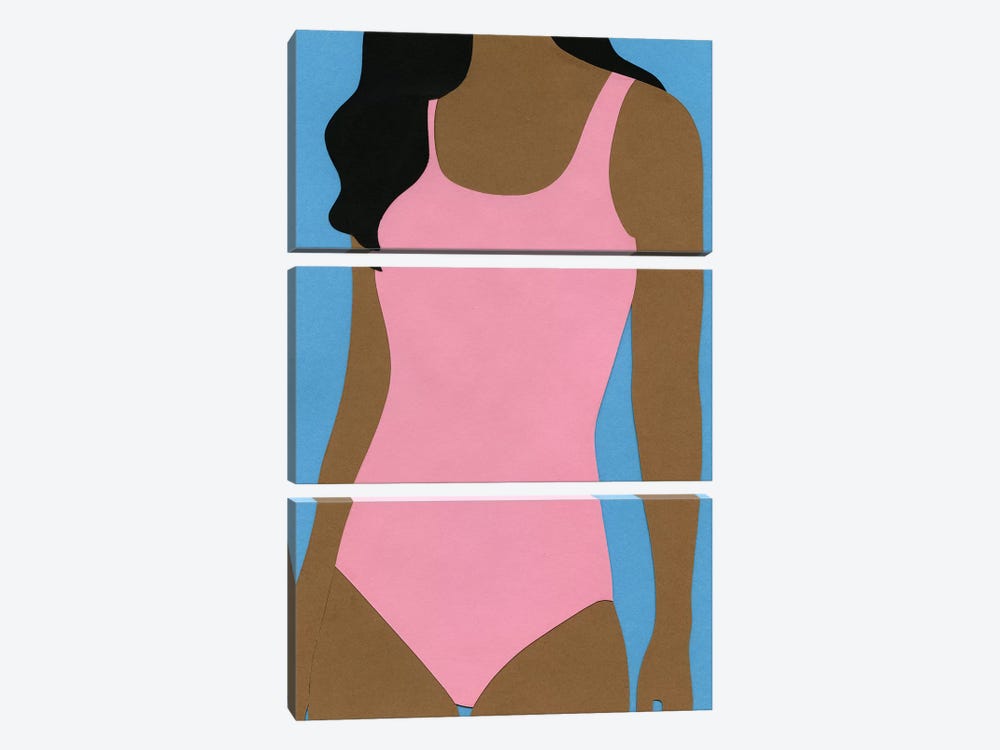 Pink Swimsuit by Rosi Feist 3-piece Art Print