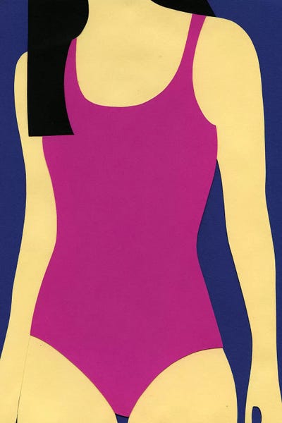 Women's Swimsuits: Purple Swimsuit Black Hair by Rosi Feist