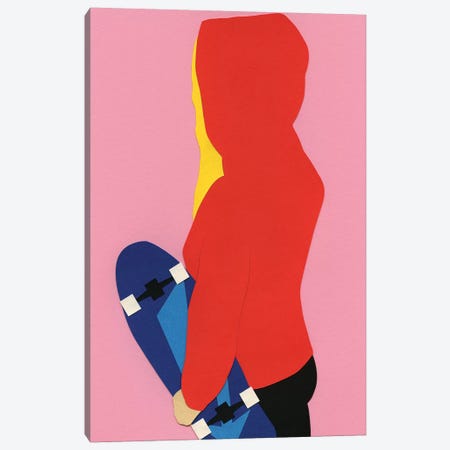 Red Hoodie Skater Girl Canvas Print #RFE84} by Rosi Feist Art Print
