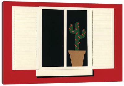 Red House White Window Canvas Art Print - Rosi Feist
