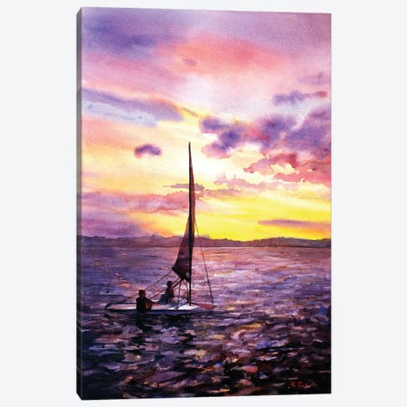 Boat And Sailors - Torch Lake, Michigan Canvas Print #RFX11} by Ryan Fox Canvas Artwork