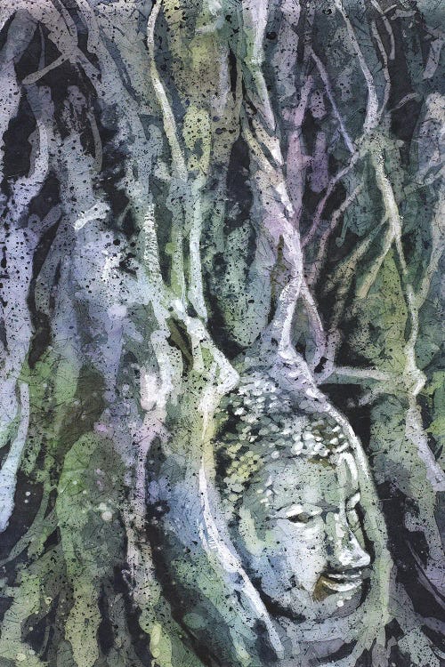 Buddha Head Overgrown Ruins - Thailand by Ryan Fox wall art