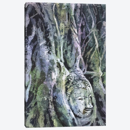 Buddha Head Overgrown Ruins - Thailand Canvas Print #RFX19} by Ryan Fox Canvas Wall Art
