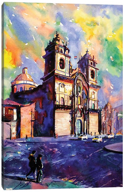 Church On Plaza De Armas - Cusco, Peru Canvas Art Print - Peru