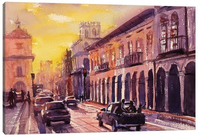 Cuenca At Sunset - Ecuador Canvas Art Print - City Sunrise & Sunset Art