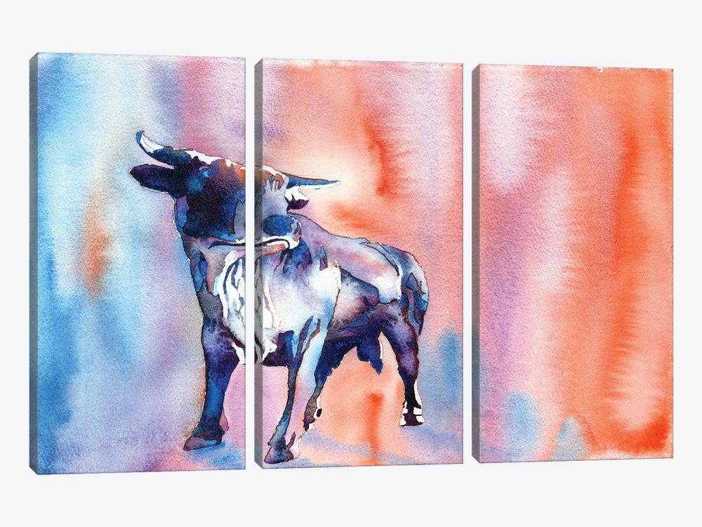 Durham Bull - Durham, NC by Ryan Fox 3-piece Canvas Print