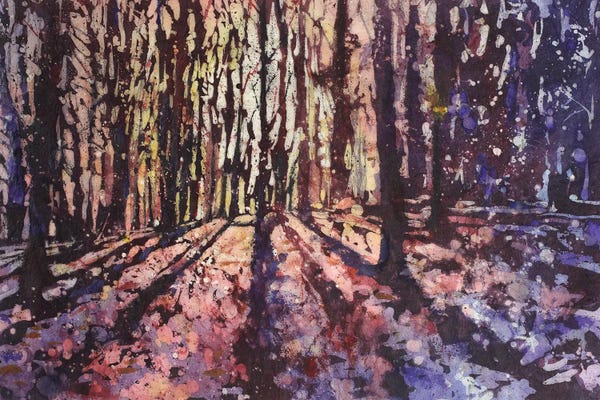 Intricate Watercolors: Forest At Sunset by Ryan Fox