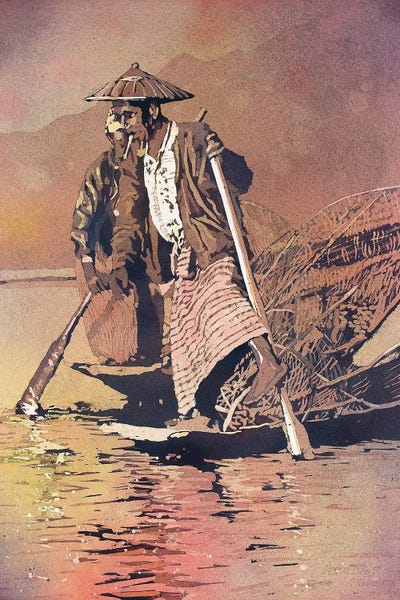 Leg-Rower Inle Lake - Myanmar by Ryan Fox framed wall art