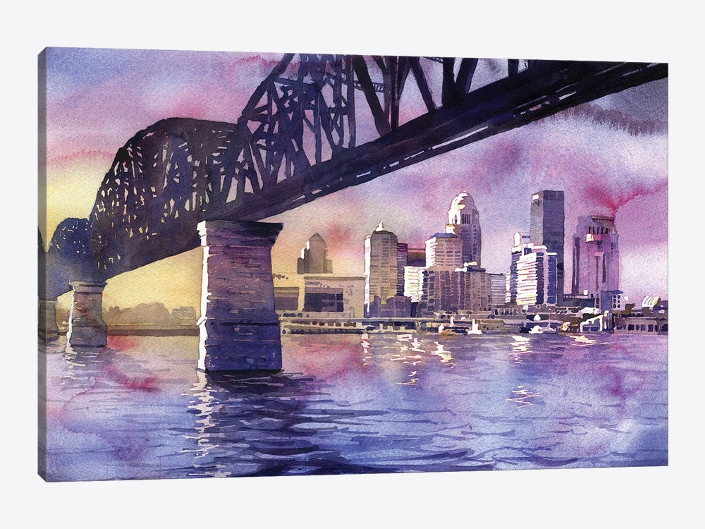 Louisville Skyline - Kentucky by Ryan Fox 1-piece Canvas Art Print