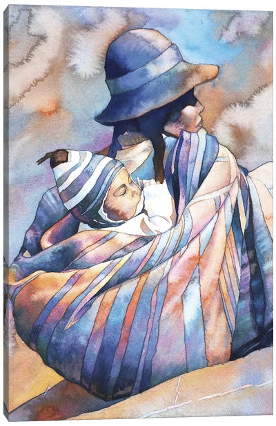 Quechua Woman And Baby- Peru Canvas Art Print - Ryan Fox