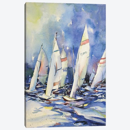 Scow Boats Racing In Regatta Canvas Print #RFX61} by Ryan Fox Canvas Print