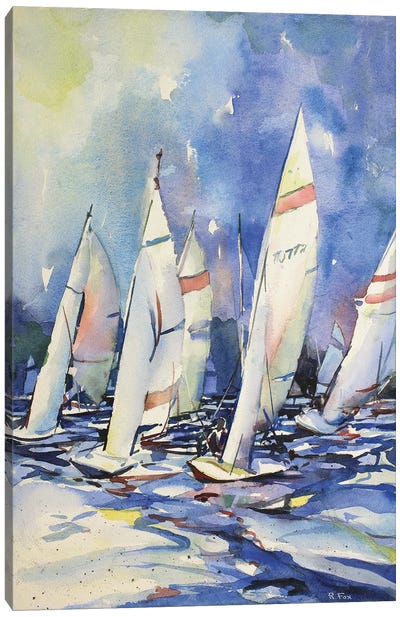 Scow Boats Racing In Regatta Canvas Art Print - Boating & Sailing Art