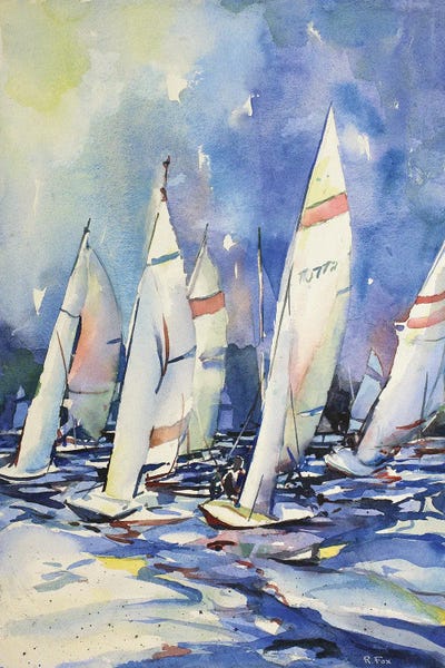 Nautical Living Room: Scow Boats Racing In Regatta by Ryan Fox