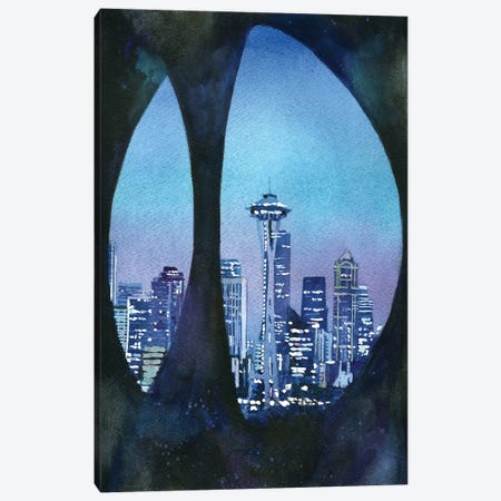 Seattle Skyline With Space Needle- Washington Canvas Print #RFX64} by Ryan Fox Canvas Wall Art