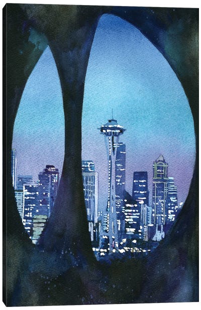 Seattle Skyline With Space Needle- Washington Canvas Art Print - Seattle Skylines