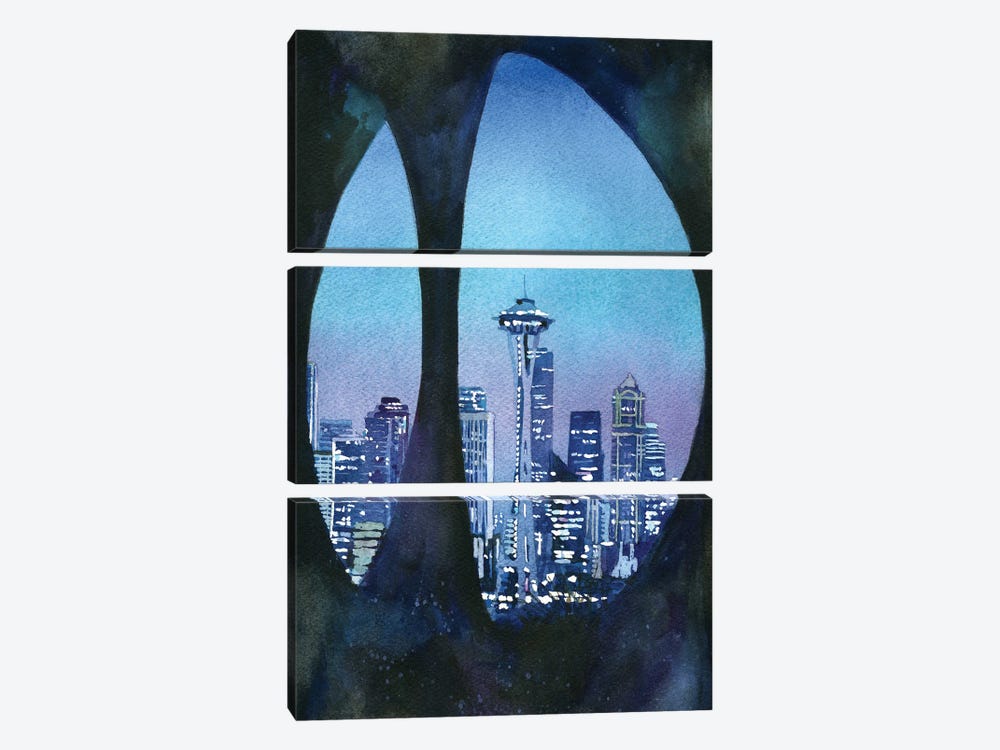 Seattle Skyline With Space Needle- Washington by Ryan Fox 3-piece Art Print
