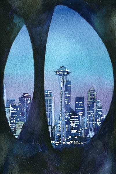 Ryan Fox: Seattle Skyline With Space Needle- Washington by Ryan Fox