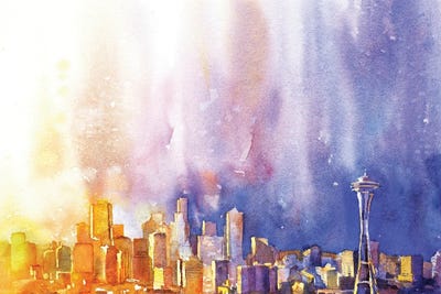 Seattle, Wa Skyline With Space Needle by Ryan Fox art print