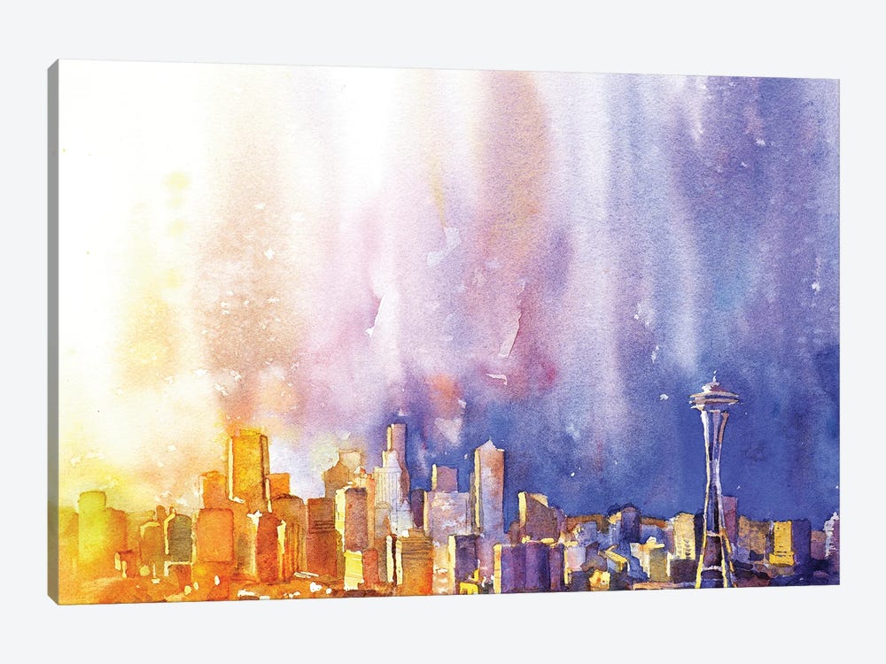 Seattle, Wa Skyline With Space Needle by Ryan Fox 1-piece Canvas Wall Art