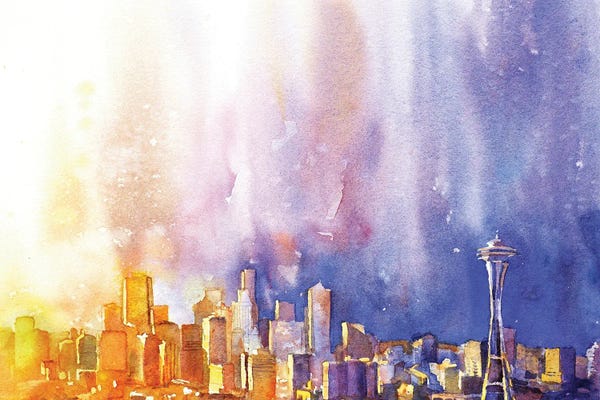 Ryan Fox: Seattle, Wa Skyline With Space Needle by Ryan Fox