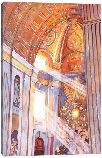 St. Peter's Basilica Canvas Art Print - Intricate Watercolors