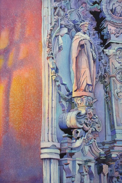 Intricate Watercolors: Statue On Church- Guanajuato, Mexico by Ryan Fox