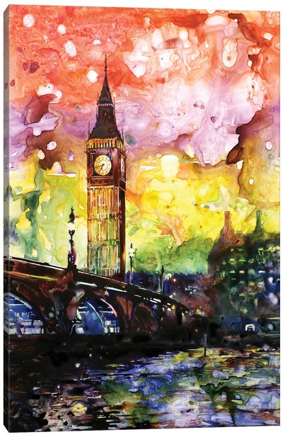 Big Ben Silhoueted - London, England Canvas Art Print - Ryan Fox