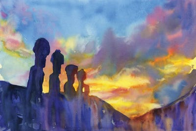 Sunrise On Easter Island- Chile by Ryan Fox framed wall art