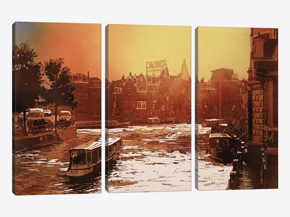 Amsterdam Sunset by Ryan Fox 3-piece Canvas Print