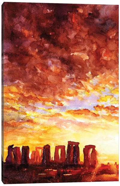 Stonehenge Sunset- UK Canvas Art Print - Ancient Ruins Art
