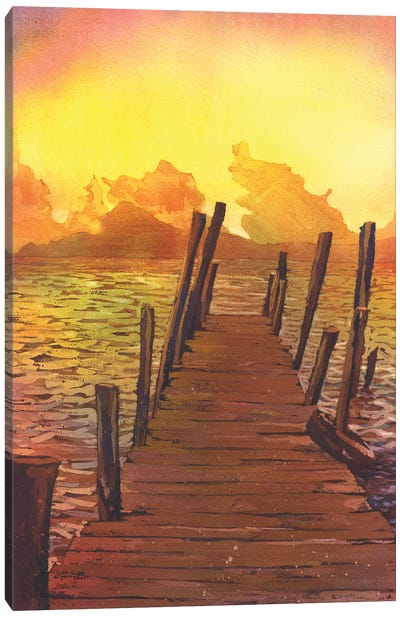 Sunset Over Lake Atitlan Sunset- Guatemala Canvas Art Print - Central America