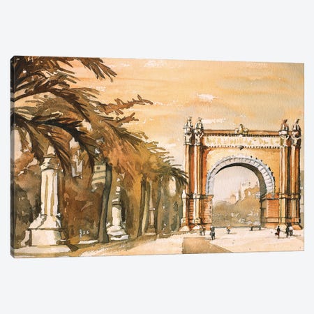 Triumphal Arch- Barcelona, Spain Canvas Print #RFX83} by Ryan Fox Canvas Art Print