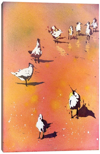 Birds On Beach Canvas Art Print - Ryan Fox