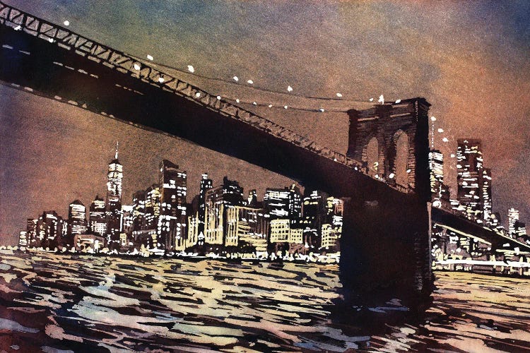 Brooklyn Bridge And Skyline Of Manhattan by Ryan Fox wall art