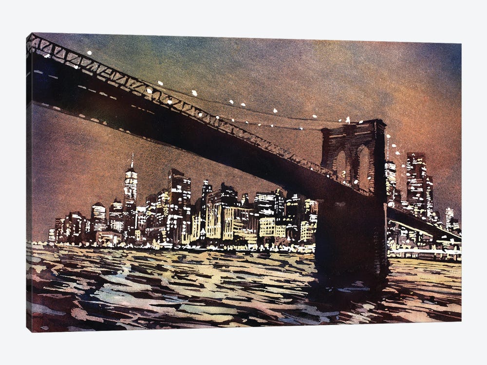 Brooklyn Bridge And Skyline Of Manhattan by Ryan Fox 1-piece Canvas Wall Art