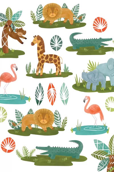 Jovial Jungle by Richelle Garn framed wall art