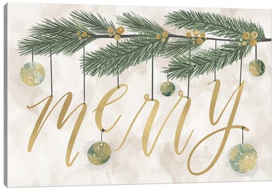 Gilded Christmas Greenery III Canvas Art Print - Richelle Garn