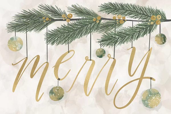 Pink Light Studio: Gilded Christmas Greenery III by Richelle Garn