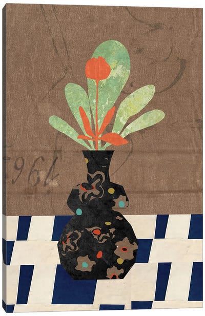 Brown Background Vase Canvas Art Print - Rogerio Arruda