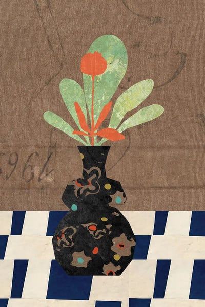 Cut & Paste: Brown Background Vase by Rogerio Arruda