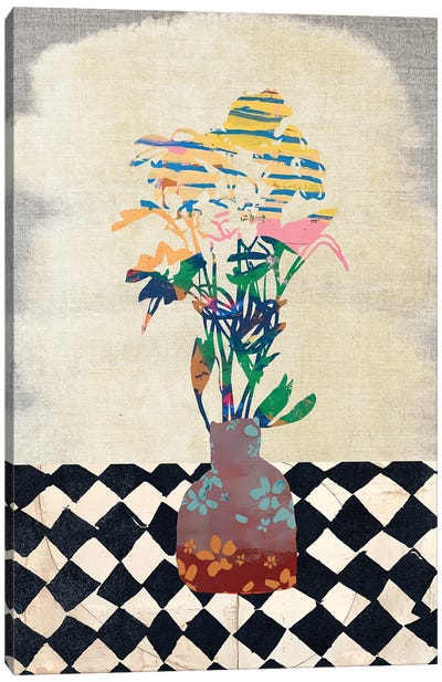 Checkered Towel Vase Canvas Art Print - Cut & Paste