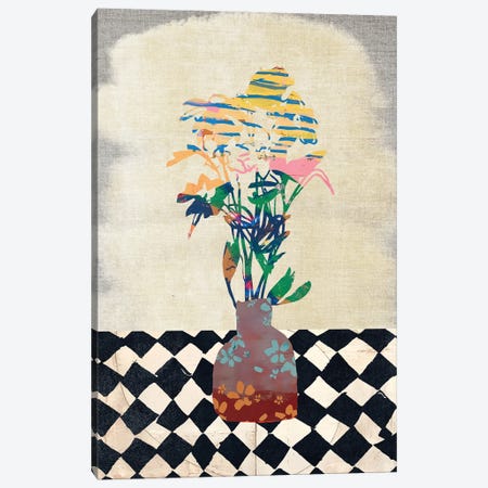 Checkered Towel Vase Canvas Print #RGD13} by Rogerio Arruda Art Print