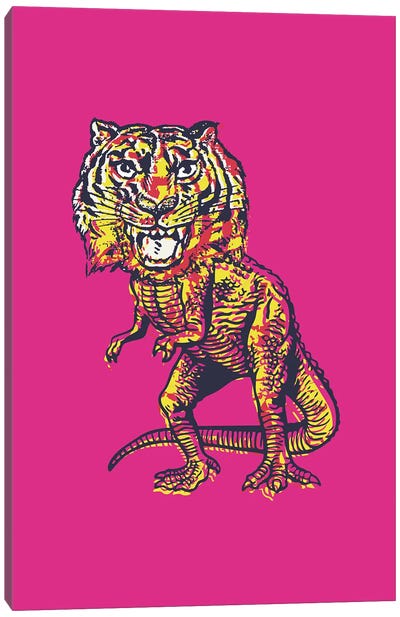 Dino Tiger Canvas Art Print - Dinosaur Art