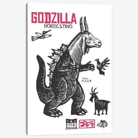 Godzilla Canvas Print #RGD28} by Rogerio Arruda Canvas Artwork