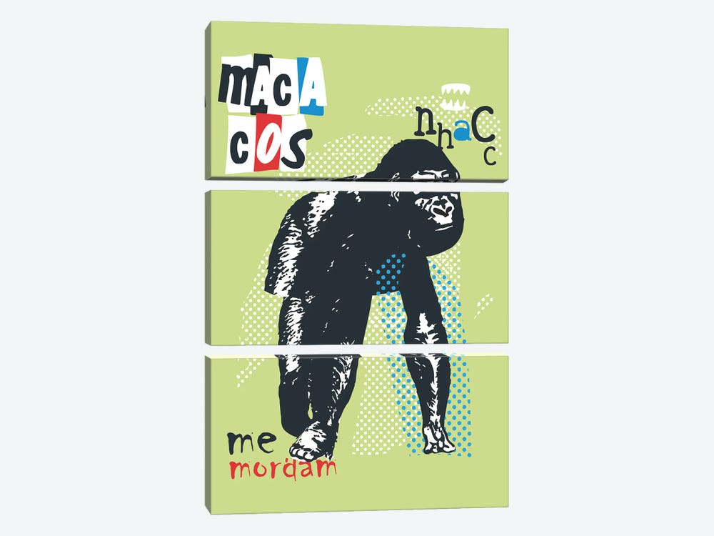 Macacos Me Mordam by Rogerio Arruda 3-piece Art Print