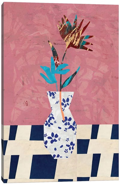 Pink Background Vase Canvas Art Print - Cut & Paste