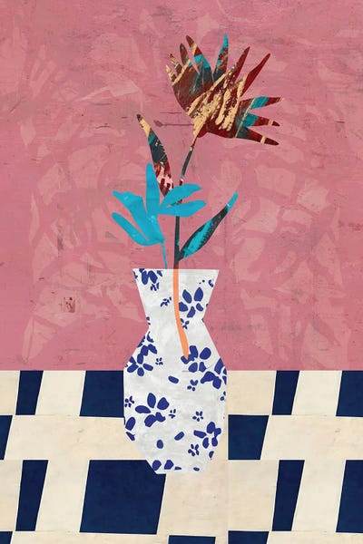 Rogerio Arruda: Pink Background Vase by Rogerio Arruda