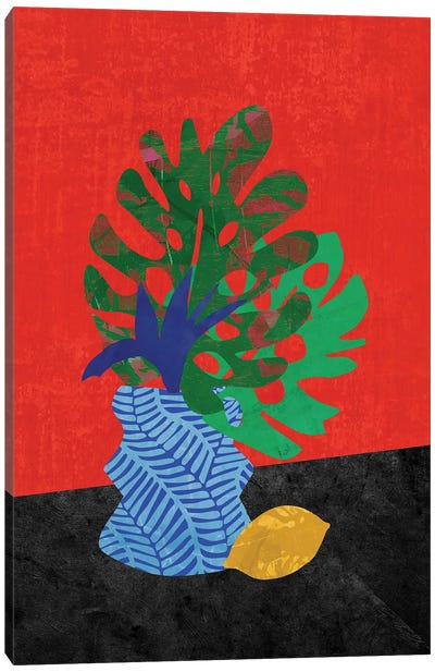 Vase And Fruit Canvas Art Print - Rogerio Arruda