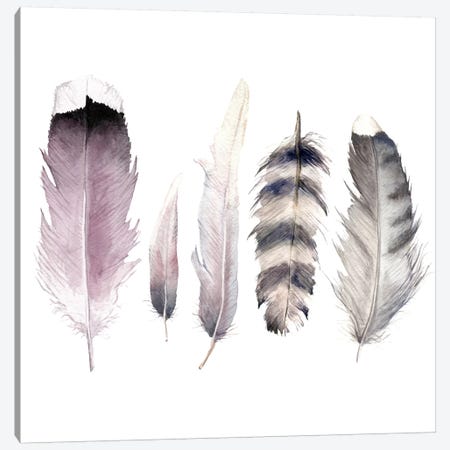Purple Feathers Canvas Print #RGF106} by Wandering Laur Canvas Art Print