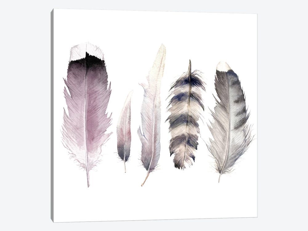 Purple Feathers by Wandering Laur 1-piece Canvas Art Print